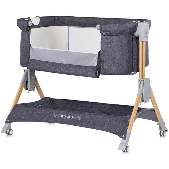 Patut co-sleeper pliabil Chipolino SleepNFold charcoal, Culoare: Gri, Dimensiuni: 80x50 - poza 3 - ExclusivMAG.ro