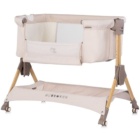 Patut co-sleeper pliabil Chipolino SleepNFold cashmere, Culoare: Bej, Dimensiuni: 80x50 - poza 3 - ExclusivMAG.ro