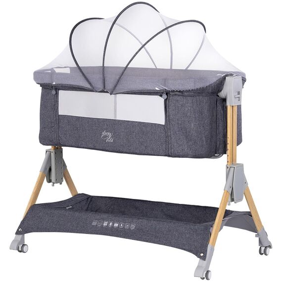 Patut co-sleeper pliabil Chipolino SleepNFold charcoal, Culoare: Gri, Dimensiuni: 80x50  - ExclusivMAG.ro