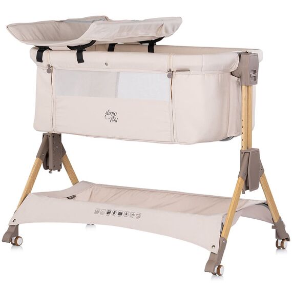 Patut co-sleeper pliabil Chipolino SleepNFold cashmere, Culoare: Bej, Dimensiuni: 80x50 - poza 4 - ExclusivMAG.ro
