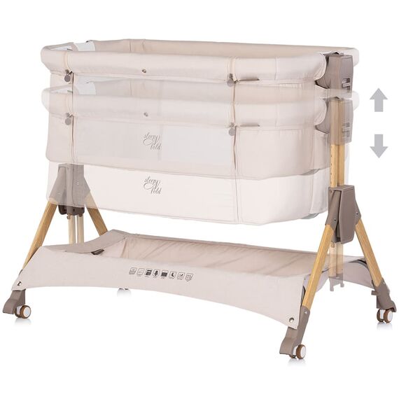 Patut co-sleeper pliabil Chipolino SleepNFold cashmere, Culoare: Bej, Dimensiuni: 80x50 - poza 5 - ExclusivMAG.ro