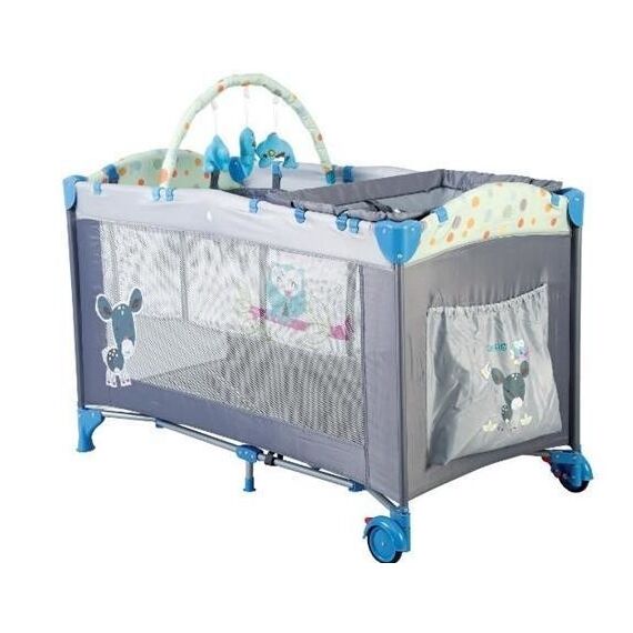 BabyGo - Patut pliant  Sleepwell Blue, Culoare: Blue, Dimensiuni: 120x60  - ExclusivMAG.ro