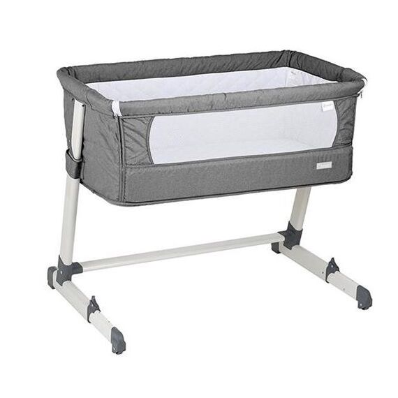 Patut co-sleeper 2 in 1 Together Grey BabyGo, Culoare: Gri, Dimensiuni: 95x65  - ExclusivMAG.ro