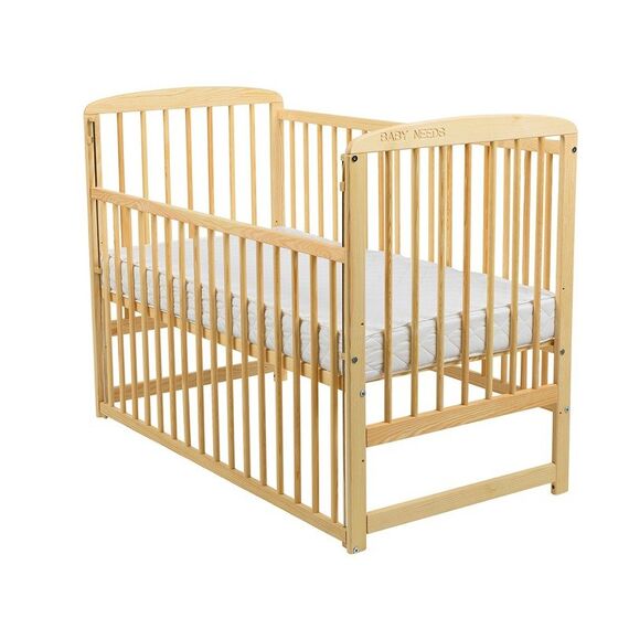 Patut din lemn BabyNeeds Ola 120x60 cm, cu laterala culisanta, Natur  - ExclusivMAG.ro