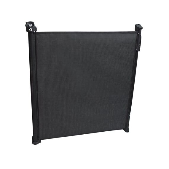 Lionelo - Poarta de siguranta cu suruburi Tulia , Textila, Retractabila din Poliester, 140 cm, Conform cu standardul european de securitate EN1930, Negru  - ExclusivMAG.ro
