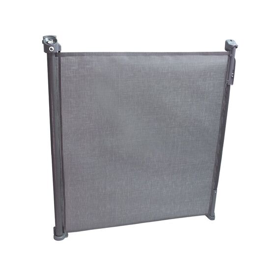 Lionelo - Poarta de siguranta cu suruburi Tulia , Textila, Retractabila din Poliester, 140 cm, Conform cu standardul european de securitate EN1930, Gri  - ExclusivMAG.ro