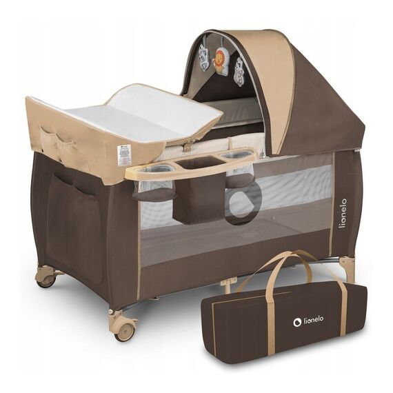 Patut pliant Lionelo Sven Plus, Beige Stripes, Culoare: Maro, Dimensiuni: 120x60  - ExclusivMAG.ro