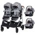 Carucior gemeni Chipolino Duo Smart 3 in 1 anthracite, Culoare: Gri - poza 2 - ExclusivMAG.ro