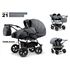 Carucior pentru gemeni Mikado DUET LUX D-21 3 in 1, Culoare: Gri/Negru  - ExclusivMAG.ro