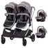 Carucior gemeni Chipolino Duo Smart 3 in 1 graphite, Culoare: Gri  - ExclusivMAG.ro