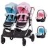 Carucior gemeni Chipolino Duo Smart 3 in 1 rose water sky, Culoare: Albastru/Roz  - ExclusivMAG.ro