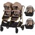 Carucior gemeni Chipolino Duo Smart 3 in 1 golden beige, Culoare: Crem, Model: gemeni  - ExclusivMAG.ro