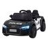 Masinuta electrica cu telecomanda AUDI R8 Police, roti EVA, scaun tapitat, putere 70W - Negru, Culoare: Alb/Negru, Capacitate acumulator: 6V