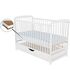 Patut din lemn BabyNeeds Ola 120x60 cm, cu sertar, Alb + Saltea 12 cm